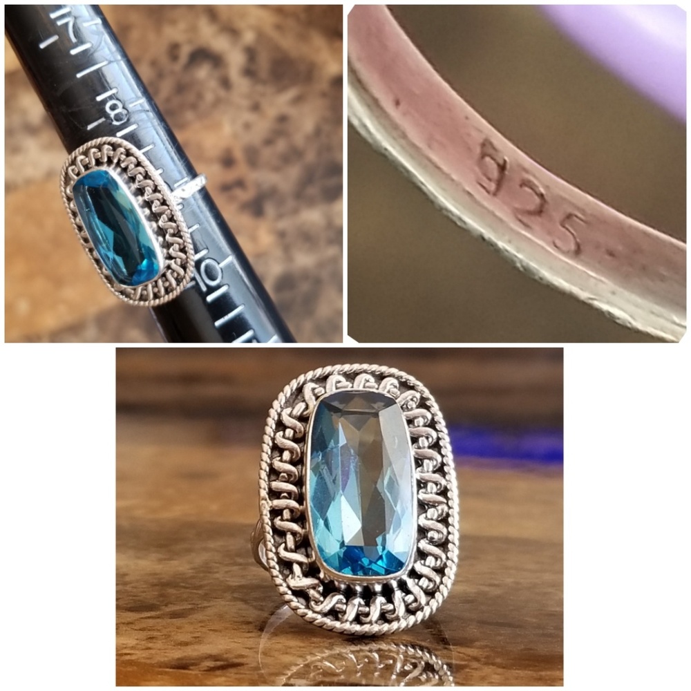 Genuine 8ct Blue Topaz Ring Size 9 - Picture 5 of 5